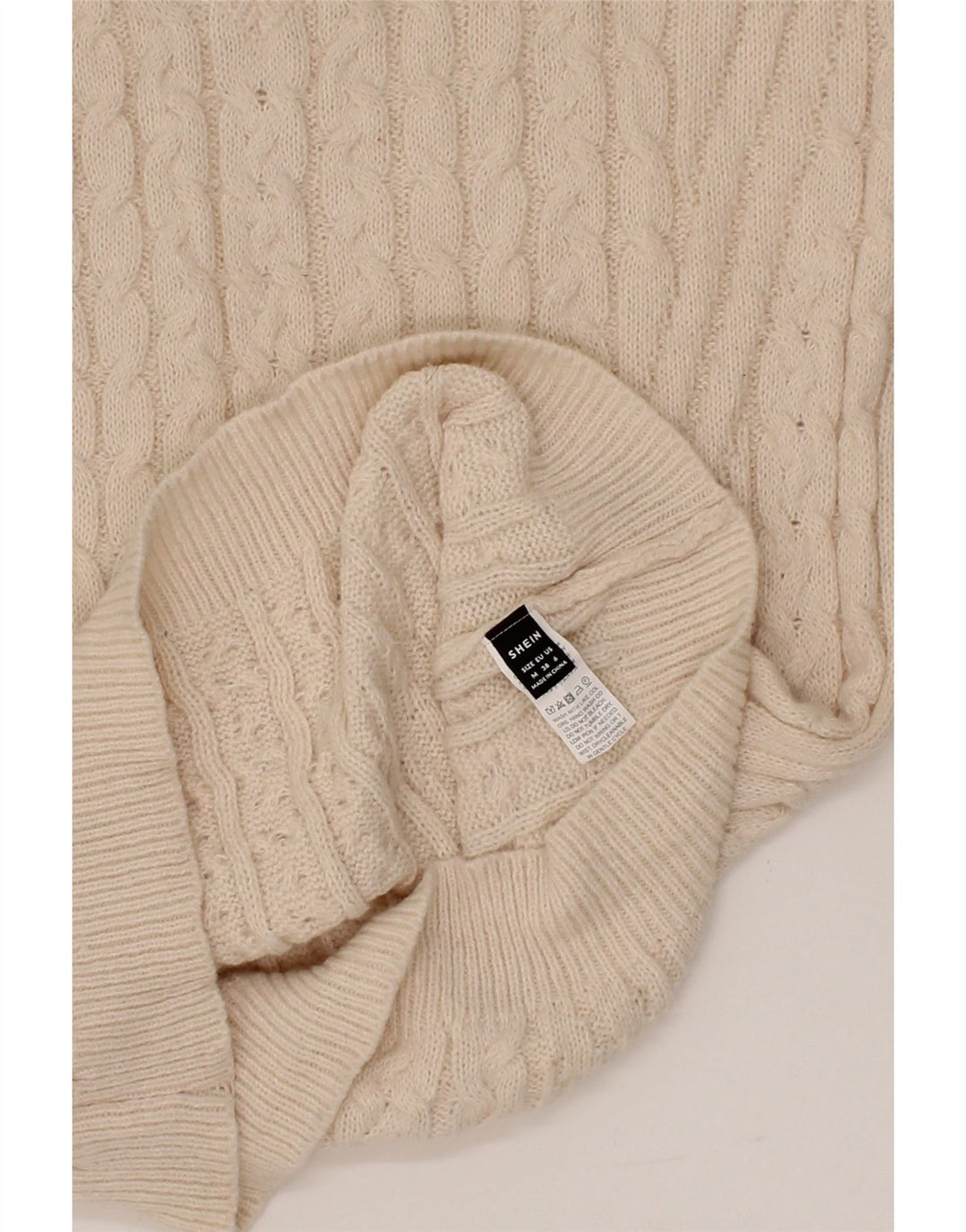 SHEIN Womens V-Neck Jumper Sweater EU 38 Medium Off White Polyester Vintage Shein and Second-Hand Shein from Messina Hembry 