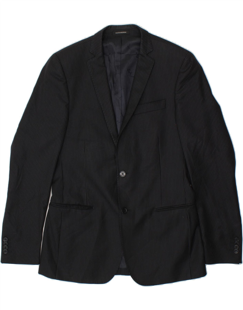 DANIELE ALESSANDRINI Mens 2 Button Blazer Jacket IT 48 Medium Black | Vintage Daniele Alessandrini | Thrift | Second-Hand Daniele Alessandrini | Used Clothing | Messina Hembry 