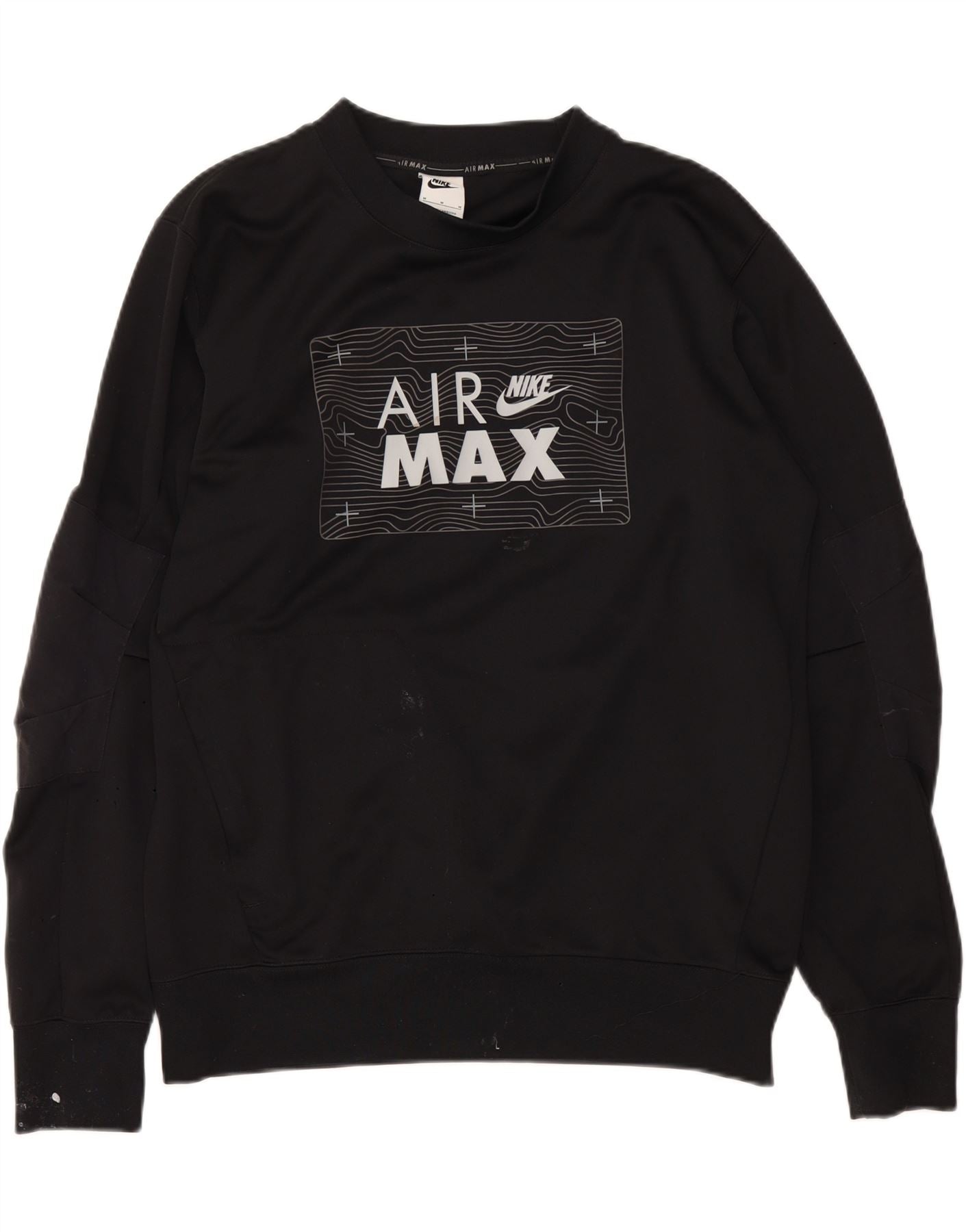 NIKE Mens Air Max Graphic Sweatshirt Jumper Medium Black Polyester