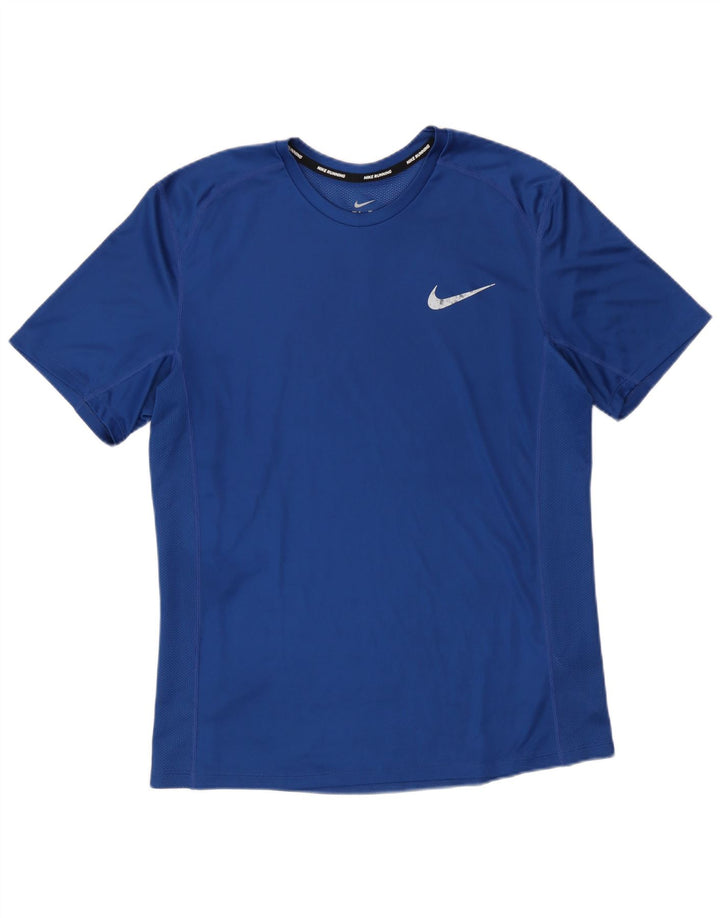 Nike Mens Dri Fit T-Shirt Top Medium Blue Polyester