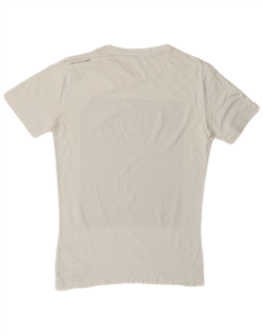 CALVIN KLEIN JEANS Mens Graphic T-Shirt Top Small White Cotton