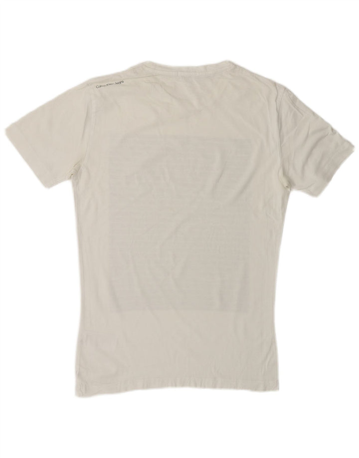 CALVIN KLEIN JEANS Mens Graphic T-Shirt Top Small White Cotton
