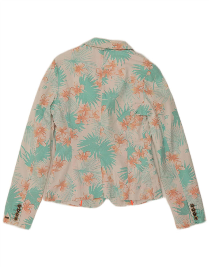 Tommy Hilfiger Womens 2 Button Blazer Jacket US 4 Small Blue Floral Cotton