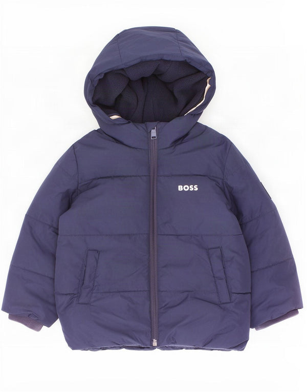 Hugo Boss Baby Boys Hooded Padded Jacket 18-24 Months Navy Blue Polyester