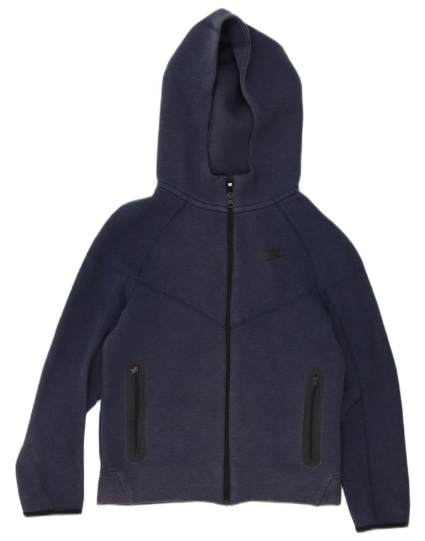 Nike Boys Zip Hoodie Sweater 12-13 Years Large Navy Blue Cotton