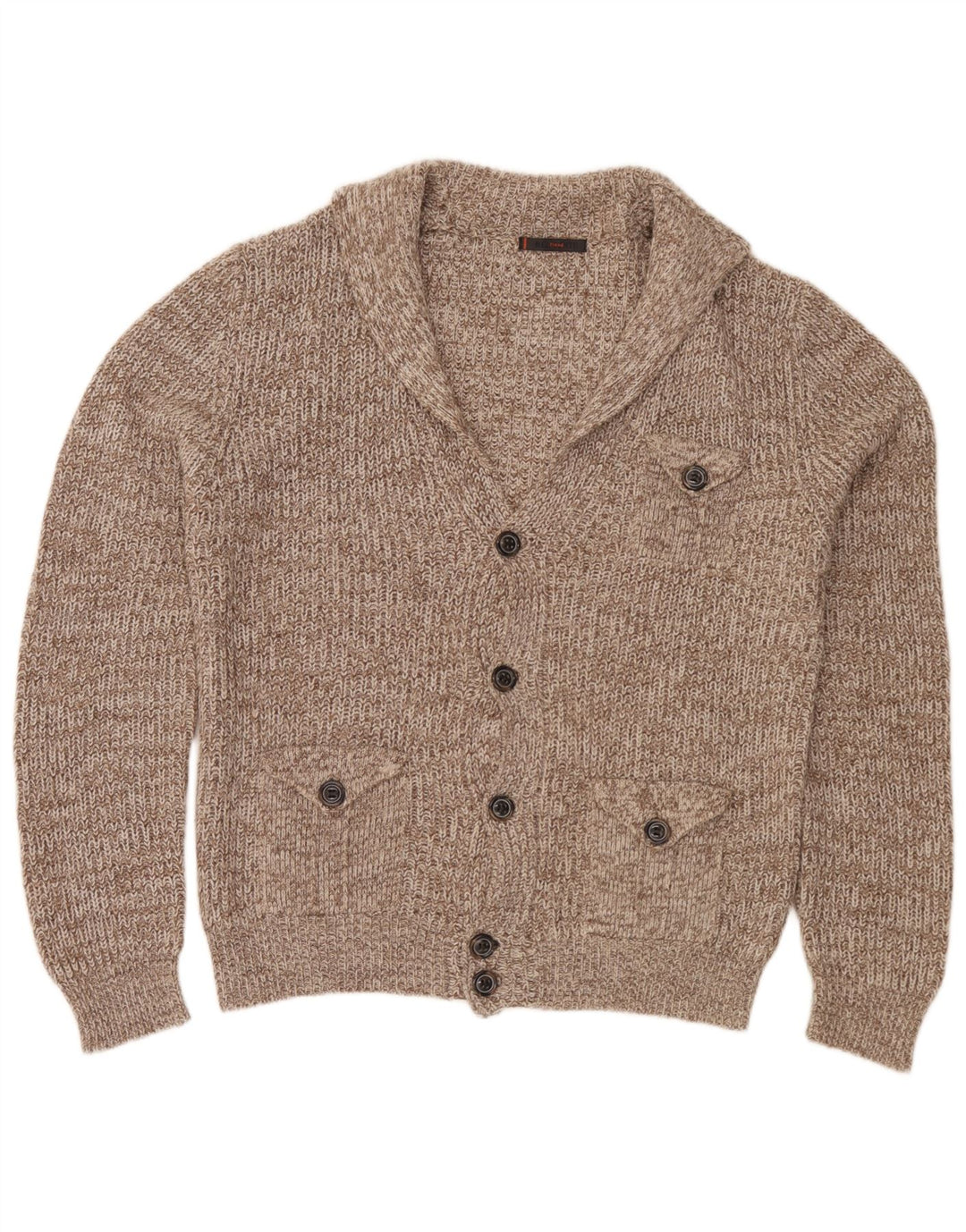Belmonte Mens Cardigan Sweater 2XL Brown Flecked Acrylic