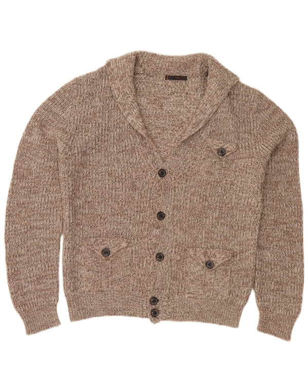 Belmonte Mens Cardigan Sweater 2XL Brown Flecked Acrylic