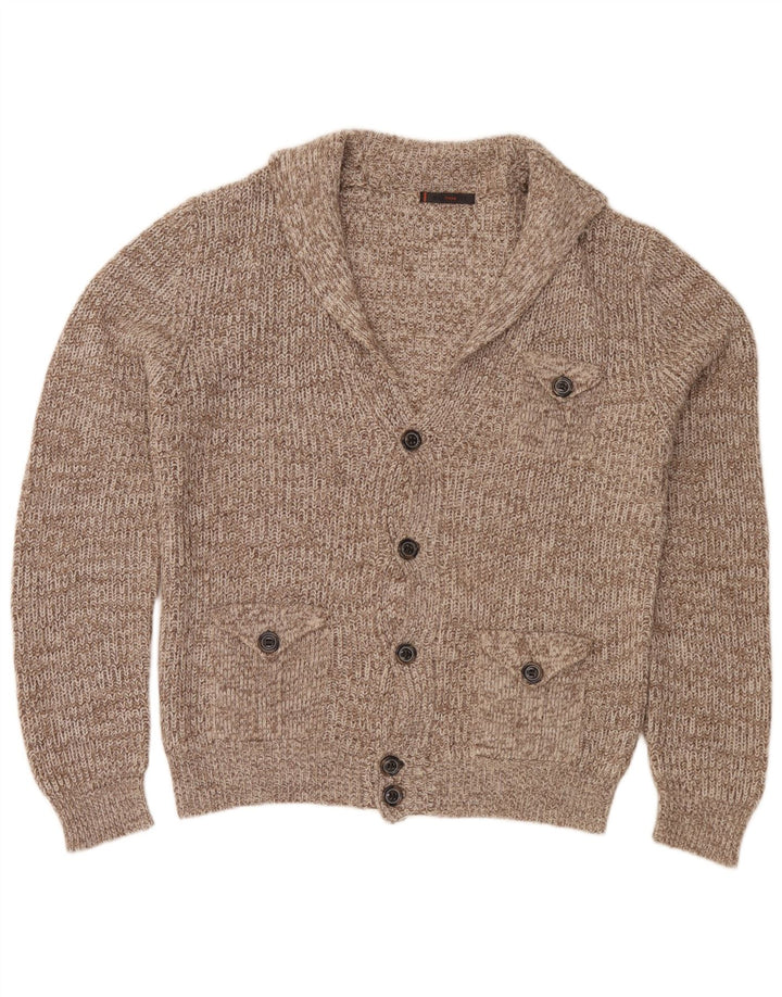 Belmonte Mens Cardigan Sweater 2XL Brown Flecked Acrylic