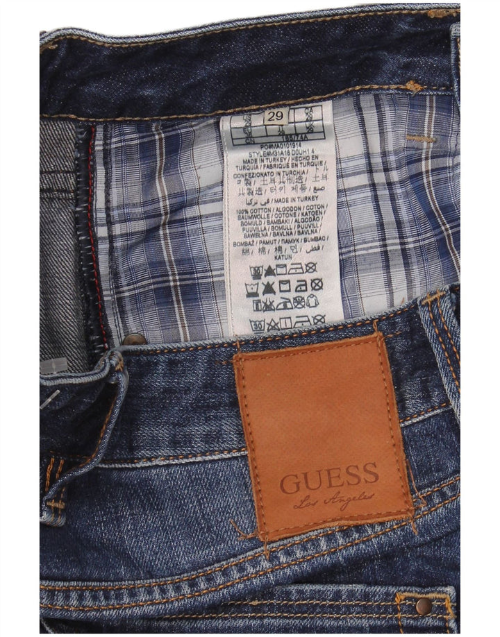 GUESS Mens Vermont Distressed Slim Jeans W29 L34 Blue Cotton