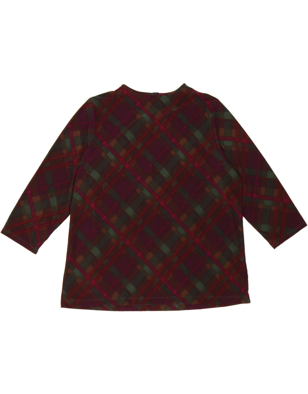 CHAPS Womens 3/4 Sleeve Blouse Top UK 20 2XL Burgundy Check Polyester Vintage Chaps and Second-Hand Chaps from Messina Hembry 