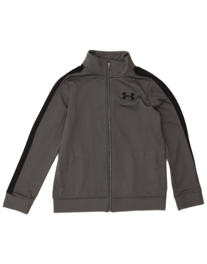 Under Armour Boys Tracksuit Top Jacket 9-10 Years Medium Grey Colourblock