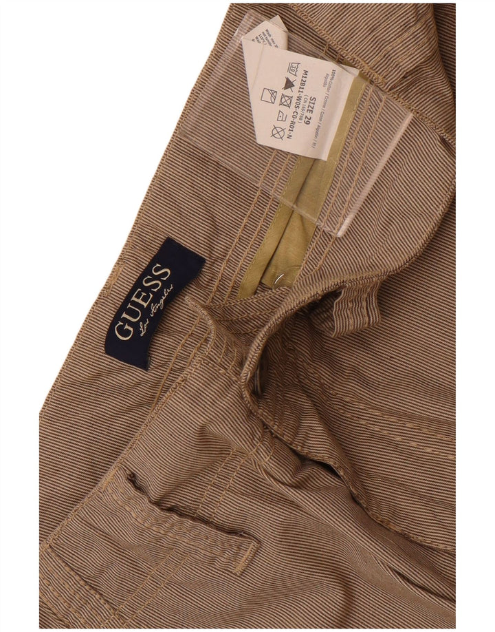 Guess Mens Cargo Bermuda Shorts W29 Small Brown Pinstripe Cotton