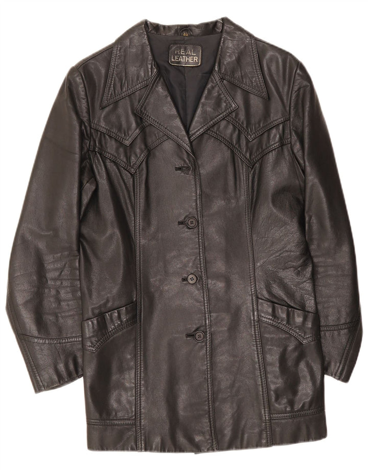 Vintage Womens Leather Jacket IT 42 Medium Black