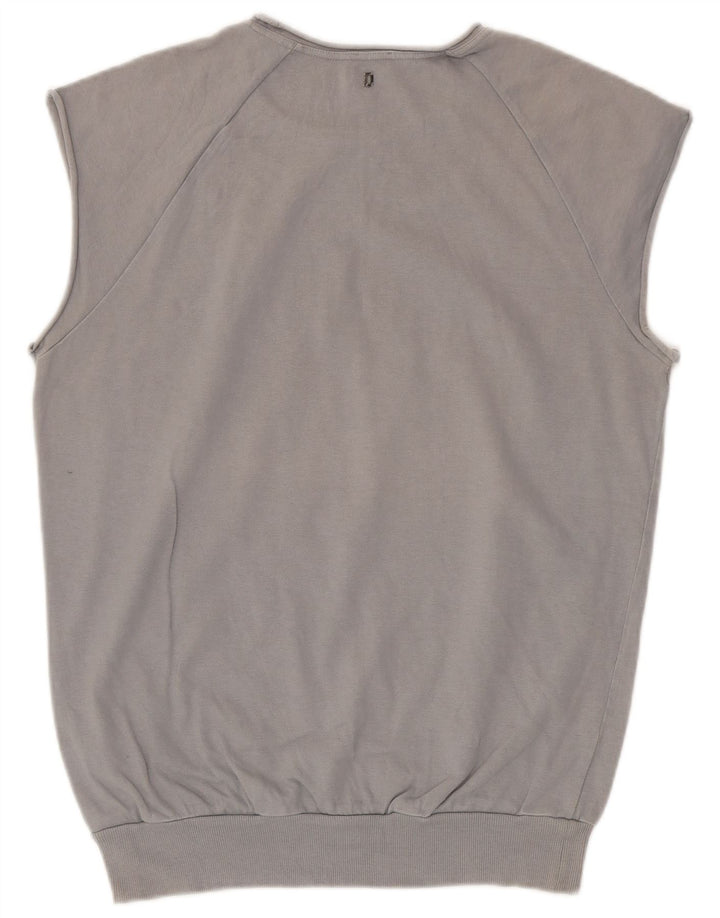 Dondup Mens Graphic Sleeveless Sweatshirt Jumper Medium Grey Cotton