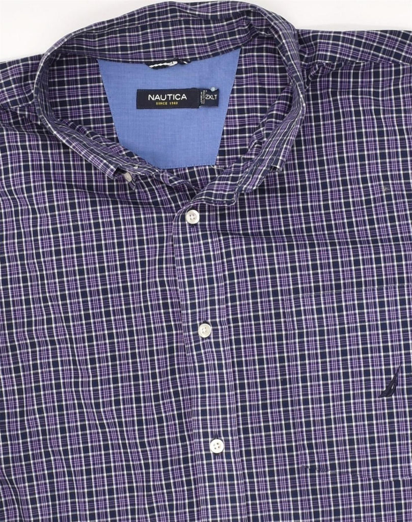 NAUTICA Mens Tall Shirt 2XL Purple Check Cotton | Vintage Nautica | Thrift | Second-Hand Nautica | Used Clothing | Messina Hembry 