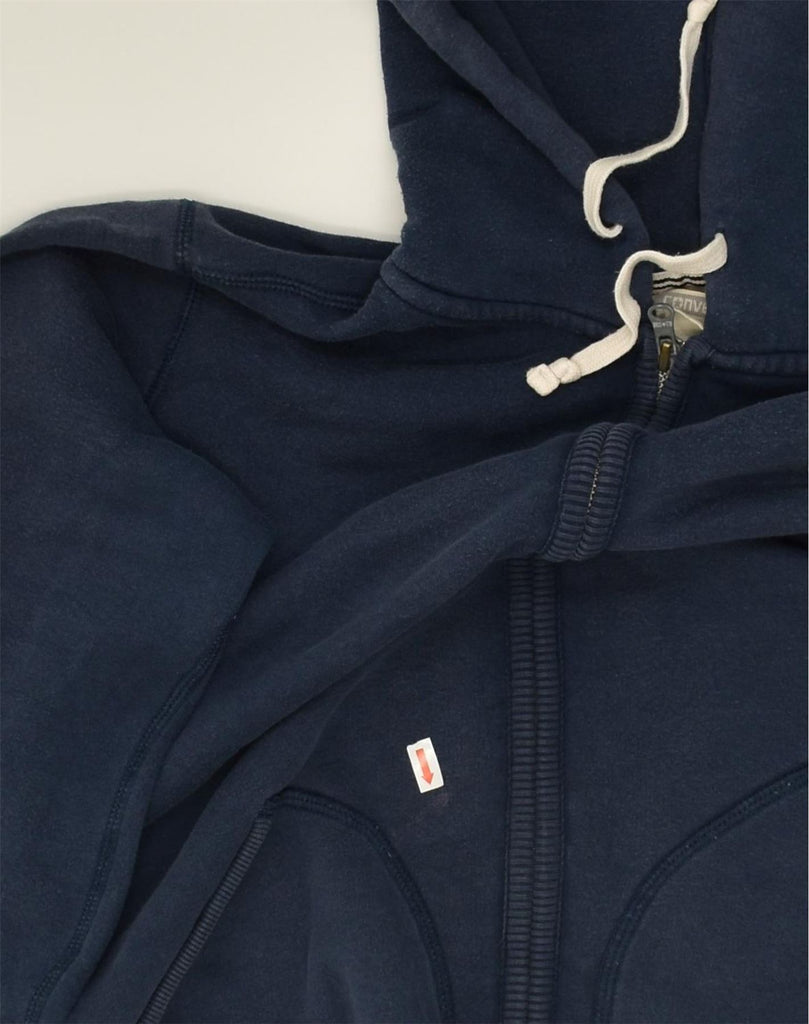 CONVERSE Womens Zip Hoodie Sweater UK 12 Medium Navy Blue Cotton | Vintage Converse | Thrift | Second-Hand Converse | Used Clothing | Messina Hembry 