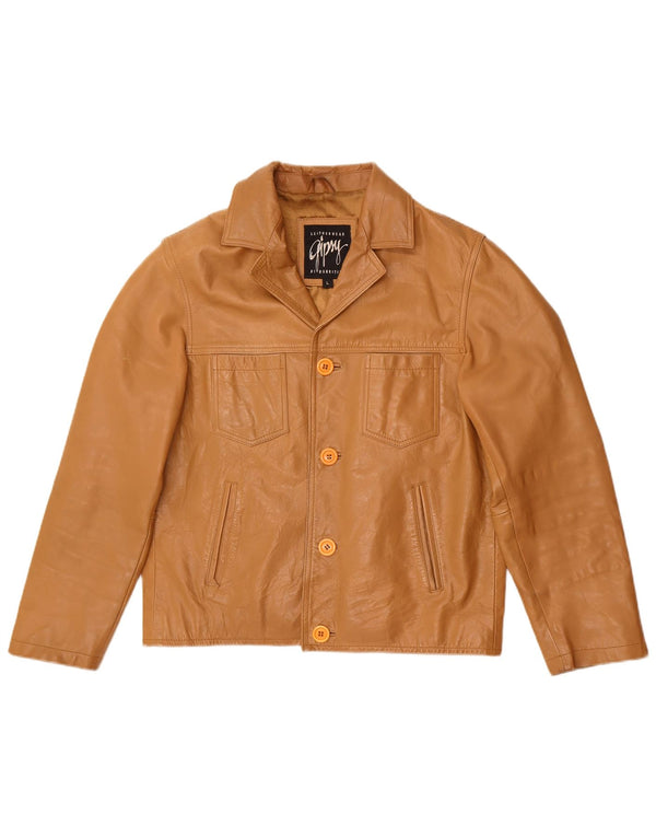 Gipsy Mens Leather Jacket UK 40 Large Brown Leather