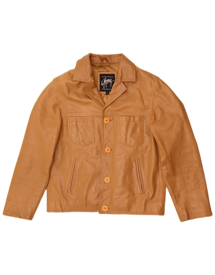 Gipsy Mens Leather Jacket UK 40 Large Brown Leather