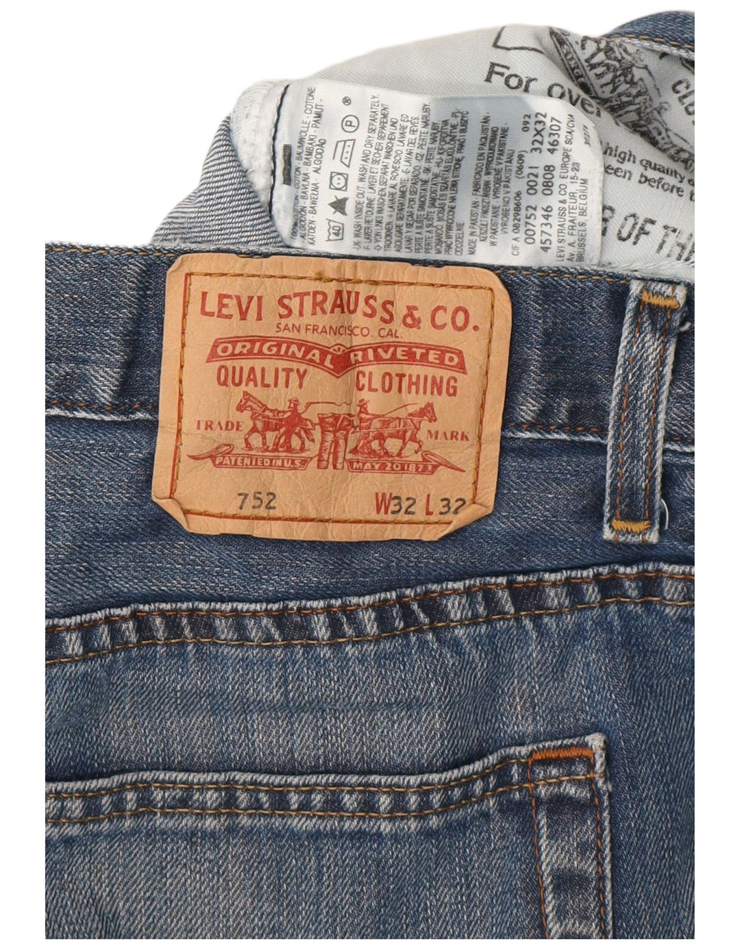 Levi's Mens 752 Denim Shorts W32 Medium  Blue Cotton