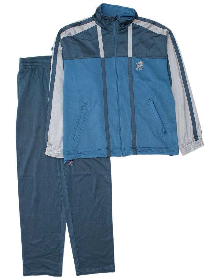 Lotto Mens Full Tracksuit Large  Blue Colourblock Polyester