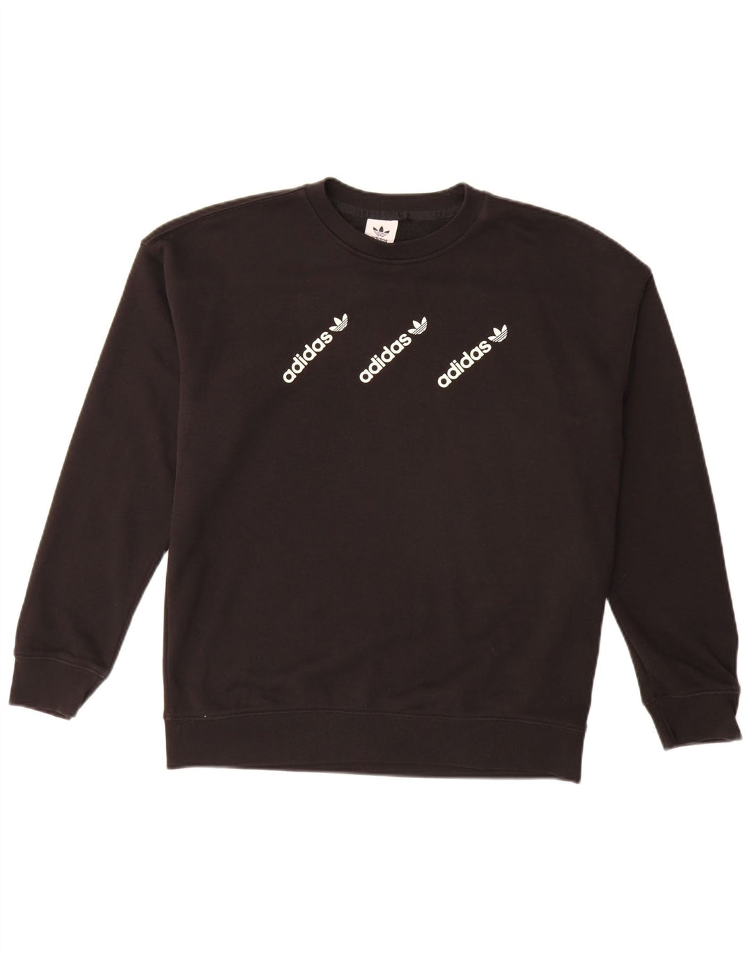 ADIDAS Womens Graphic Sweatshirt Jumper UK 14 Large Black Cotton