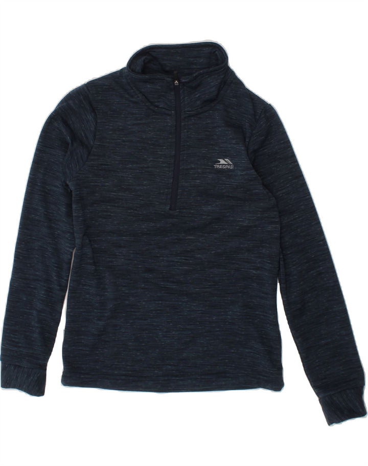 TRESPASS Boys Zip Neck Pullover Tracksuit Top 5-6 Years Navy Blue Flecked Vintage Trespass and Second-Hand Trespass from Messina Hembry 