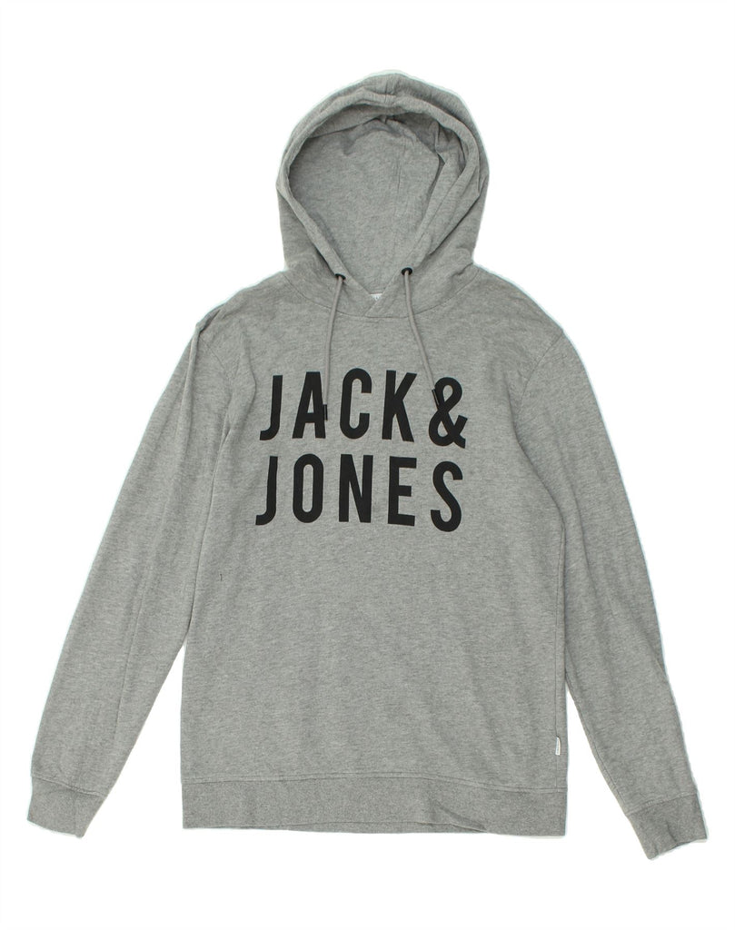 JACK & JONES Mens Slim Graphic Hoodie Jumper Large Grey Cotton | Vintage Jack & Jones | Thrift | Second-Hand Jack & Jones | Used Clothing | Messina Hembry 