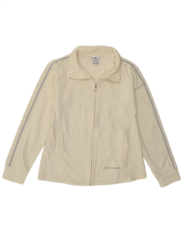 Champion Womens Tracksuit Top Jacket UK 14 Medium Off White
