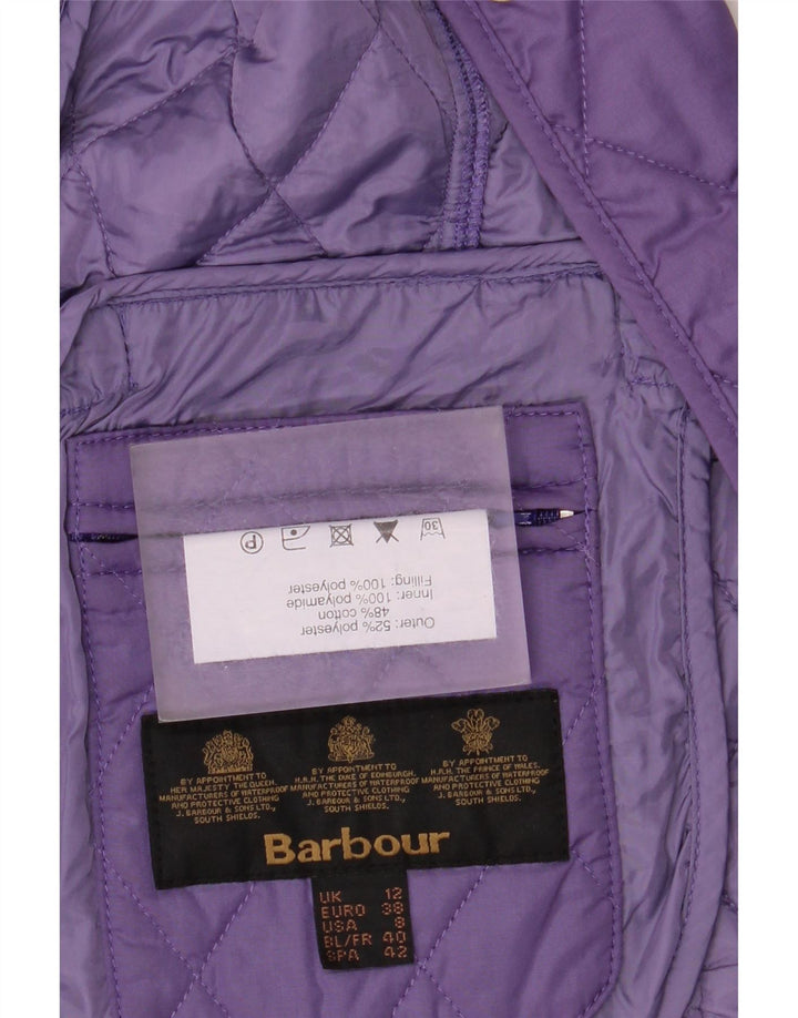 Barbour Womens Quilted Jacket UK 12 Medium Purple Polyester