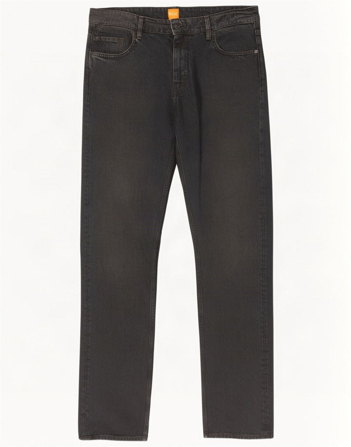 Hugo Boss Mens Straight Jeans W34 L34 Black Cotton
