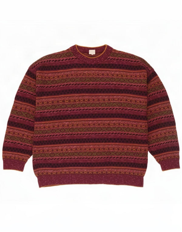 Vintage Mens Crew Neck Jumper Sweater IT 52 Large Multicoloured Fair Isle