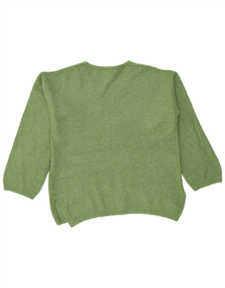 Marks & Spencer Womens Oversized V-Neck Jumper Sweater UK 14 Medium Green