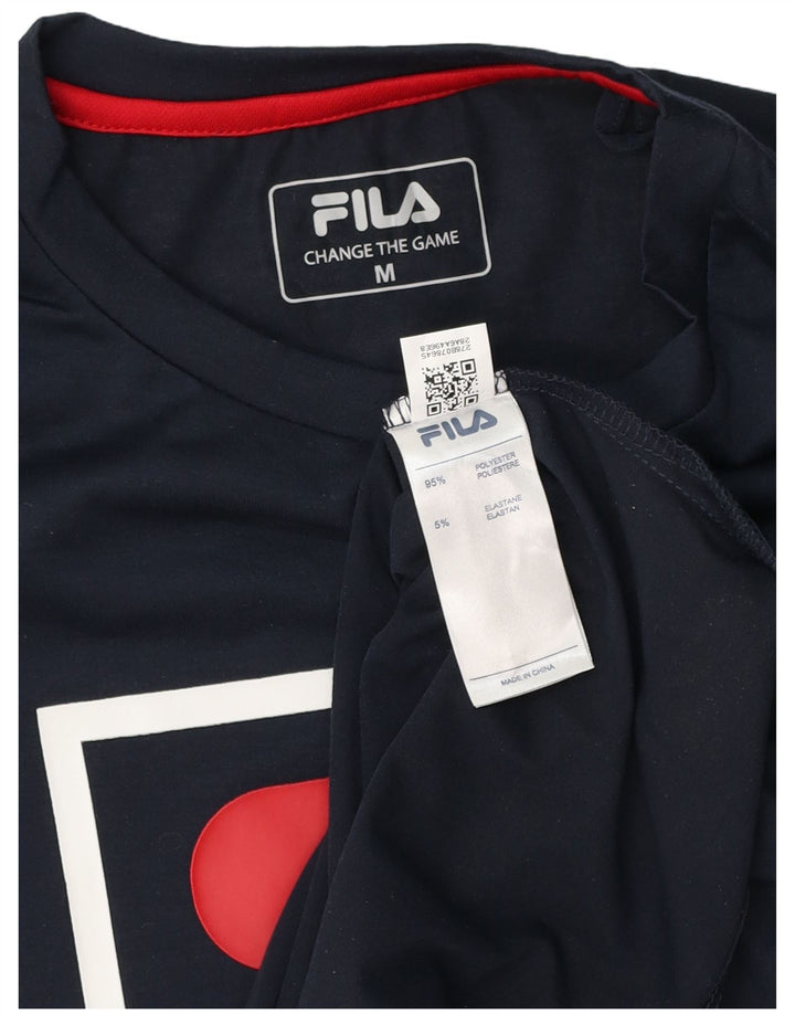 Fila Mens Graphic T-Shirt Top Medium Navy Blue Polyester