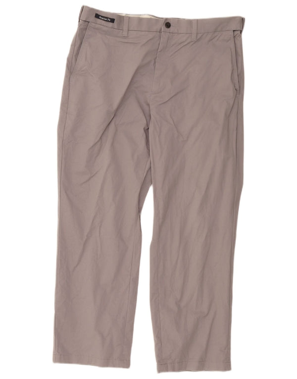 Marks & Spencer Mens Blue Harbour Straight Chino Trousers W36 L29 Grey