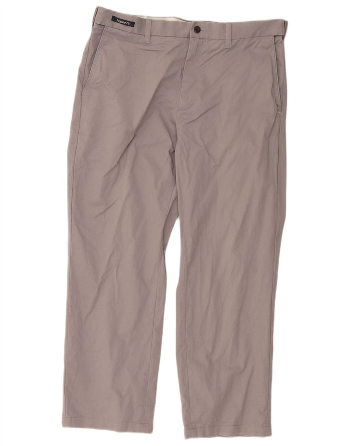 Marks & Spencer Mens Blue Harbour Straight Chino Trousers W36 L29 Grey