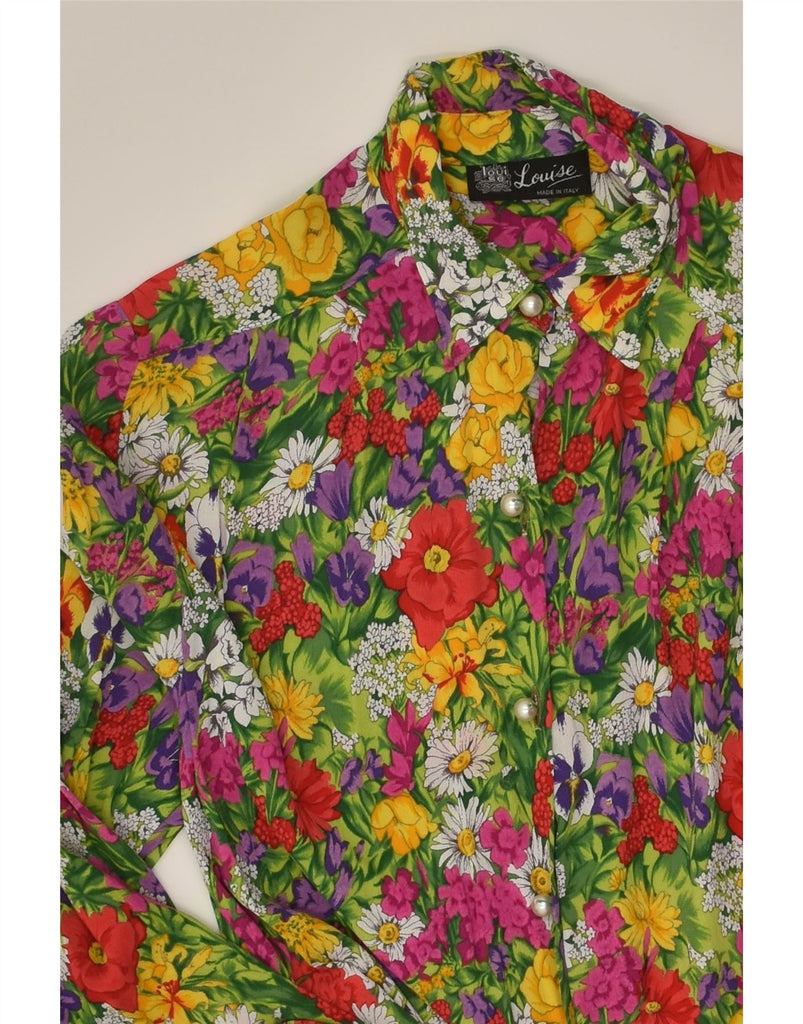 VINTAGE Womens Longline Shirt UK 14 Medium Multicoloured Floral Viscose | Vintage Vintage | Thrift | Second-Hand Vintage | Used Clothing | Messina Hembry 