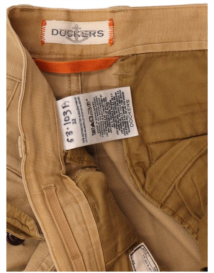 DOCKERS Mens Cargo Shorts W32 Medium  Beige Cotton
