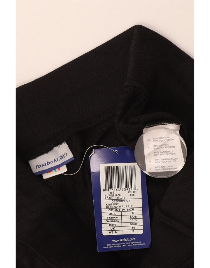 Reebok Womens Tracksuit Trousers UK 10 Small Black Cotton