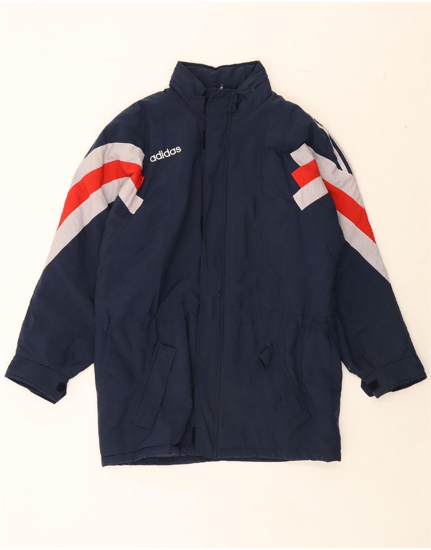 ADIDAS Mens Windbreaker Jacket UK 38/40 Medium Navy Blue Colourblock Vintage Adidas and Second-Hand Adidas from Messina Hembry 