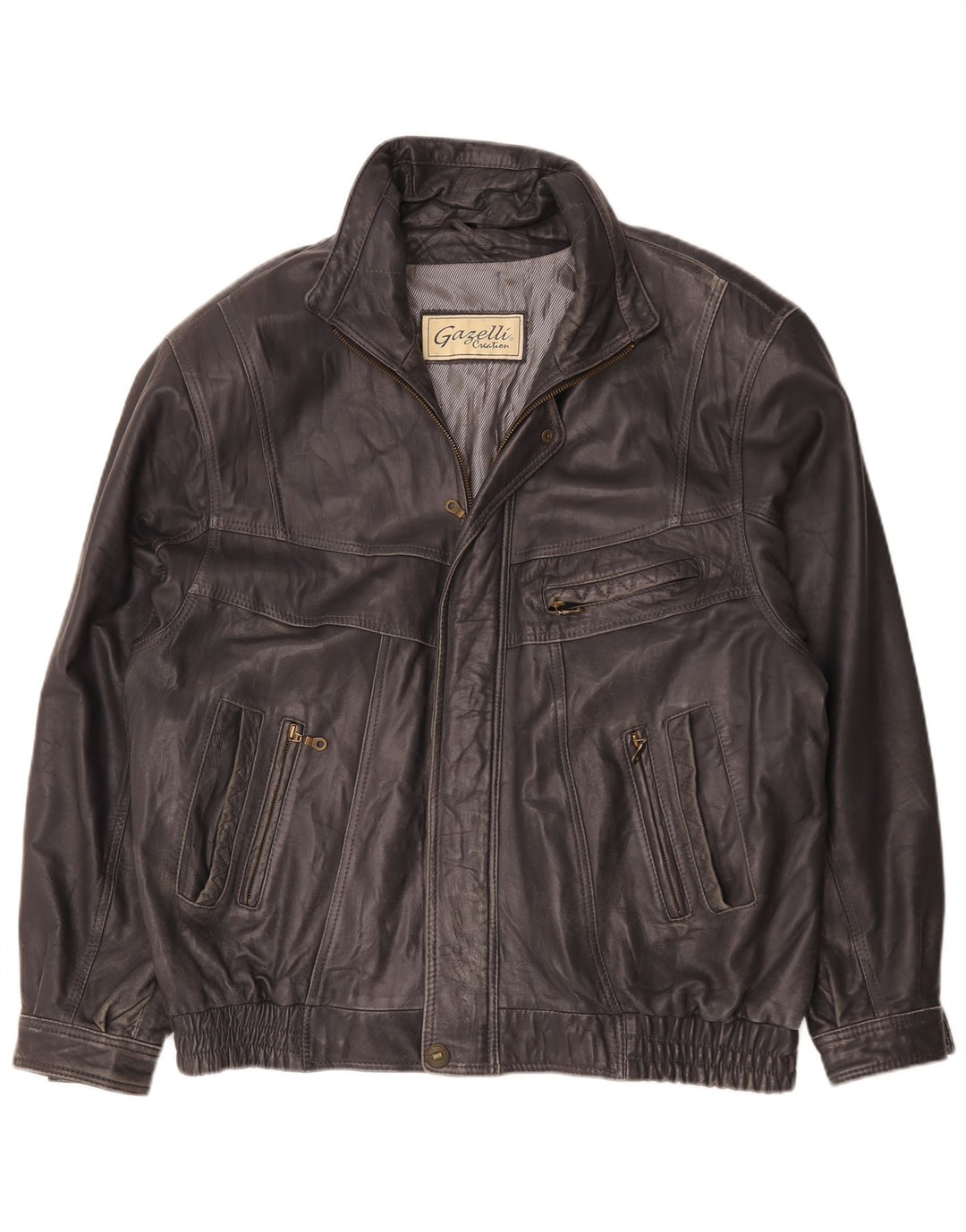 Gazelli Mens Leather Jacket UK 44 2XL Black