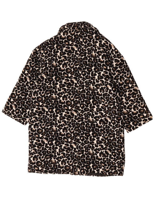 Topshop Womens Oversized Overcoat UK 8 Small  Black Animal Print Cotton