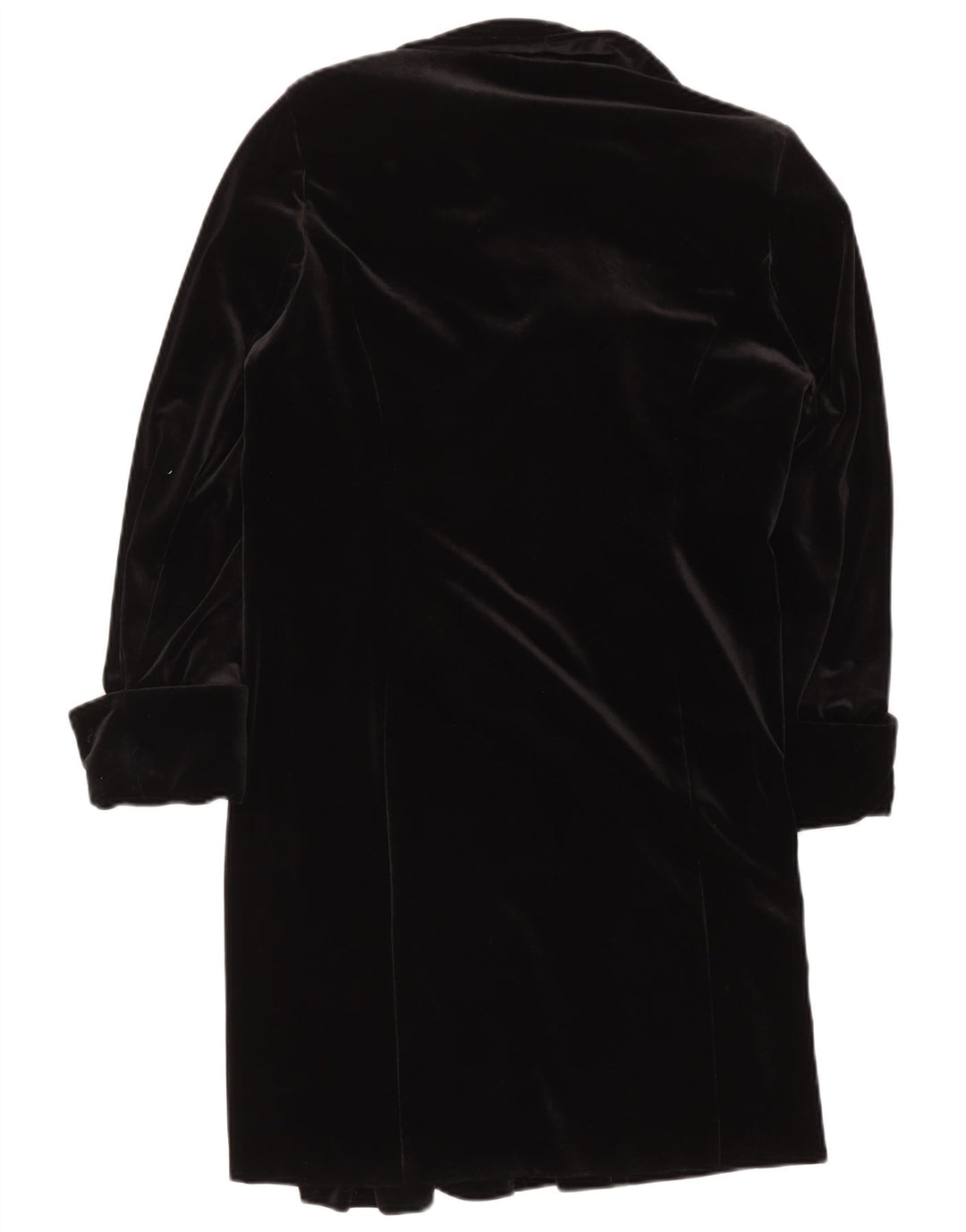 Vintage Womens Velvet Overcoat UK 16 Large Black Polyester