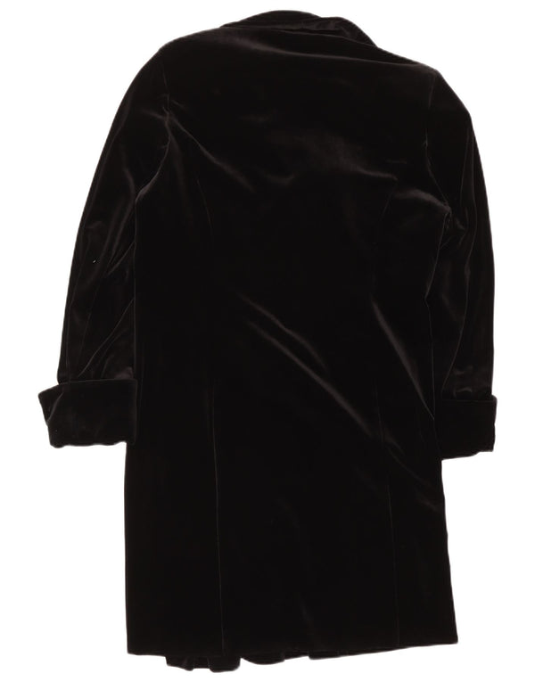 Vintage Womens Velvet Overcoat UK 16 Large Black Polyester