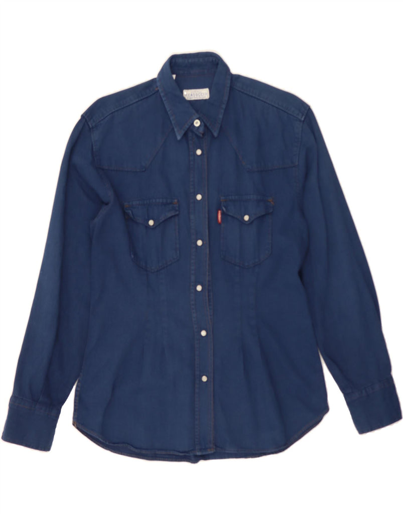CASUCCI Womens Denim Shirt UK 16 Large Navy Blue Vintage Casucci and Second-Hand Casucci from Messina Hembry 