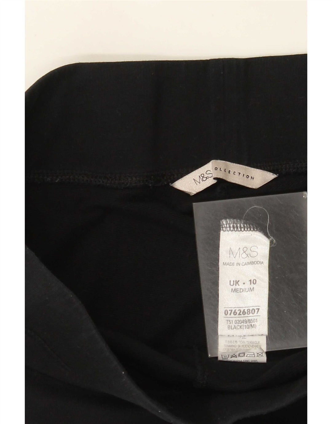 Marks & Spencer Womens Tracksuit Trousers UK 10 Small Black Cotton