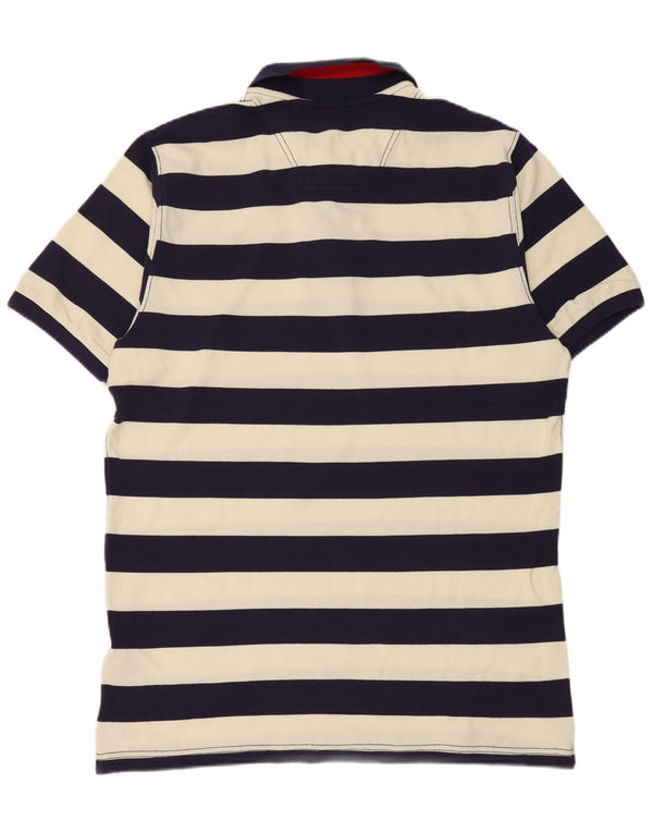 Joules Mens Short Sleeve Classic Fit Polo Shirt Large Navy Blue Striped