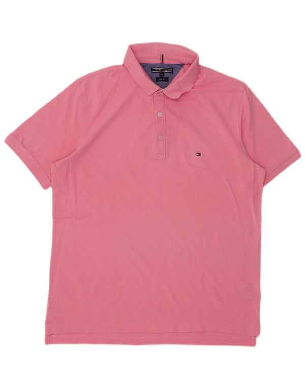 Tommy Hilfiger Mens Slim Fit Polo Shirt 2XL Pink Cotton