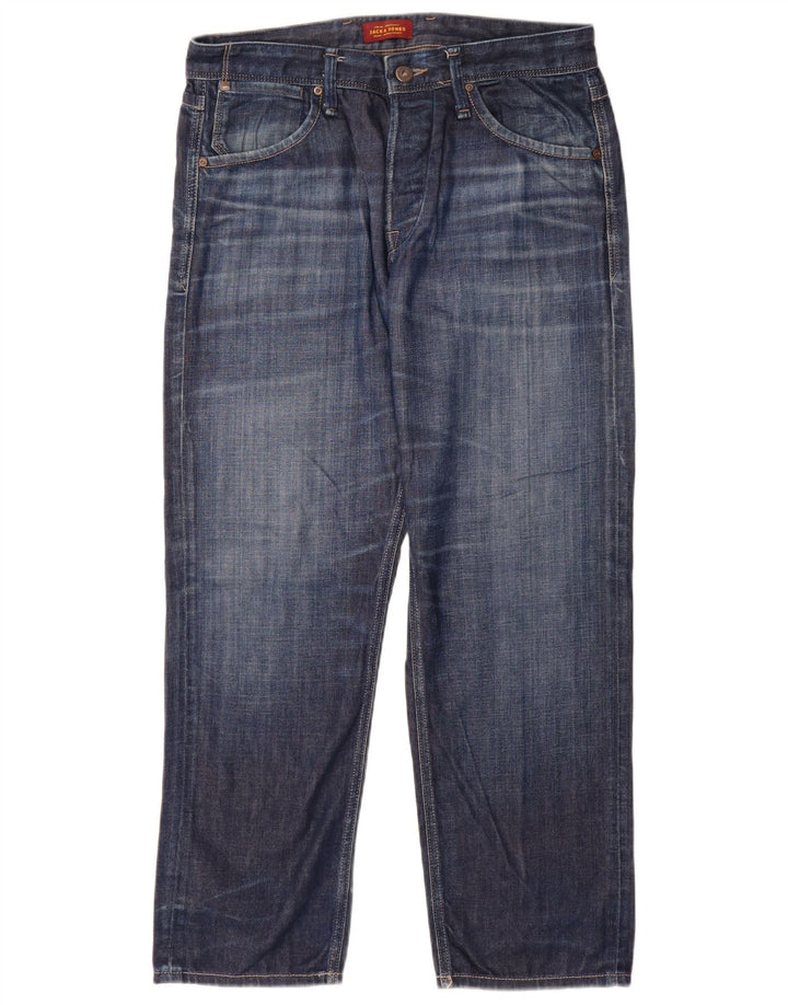 Jack & Jones Mens Straight Jeans W32 L30 Blue Cotton