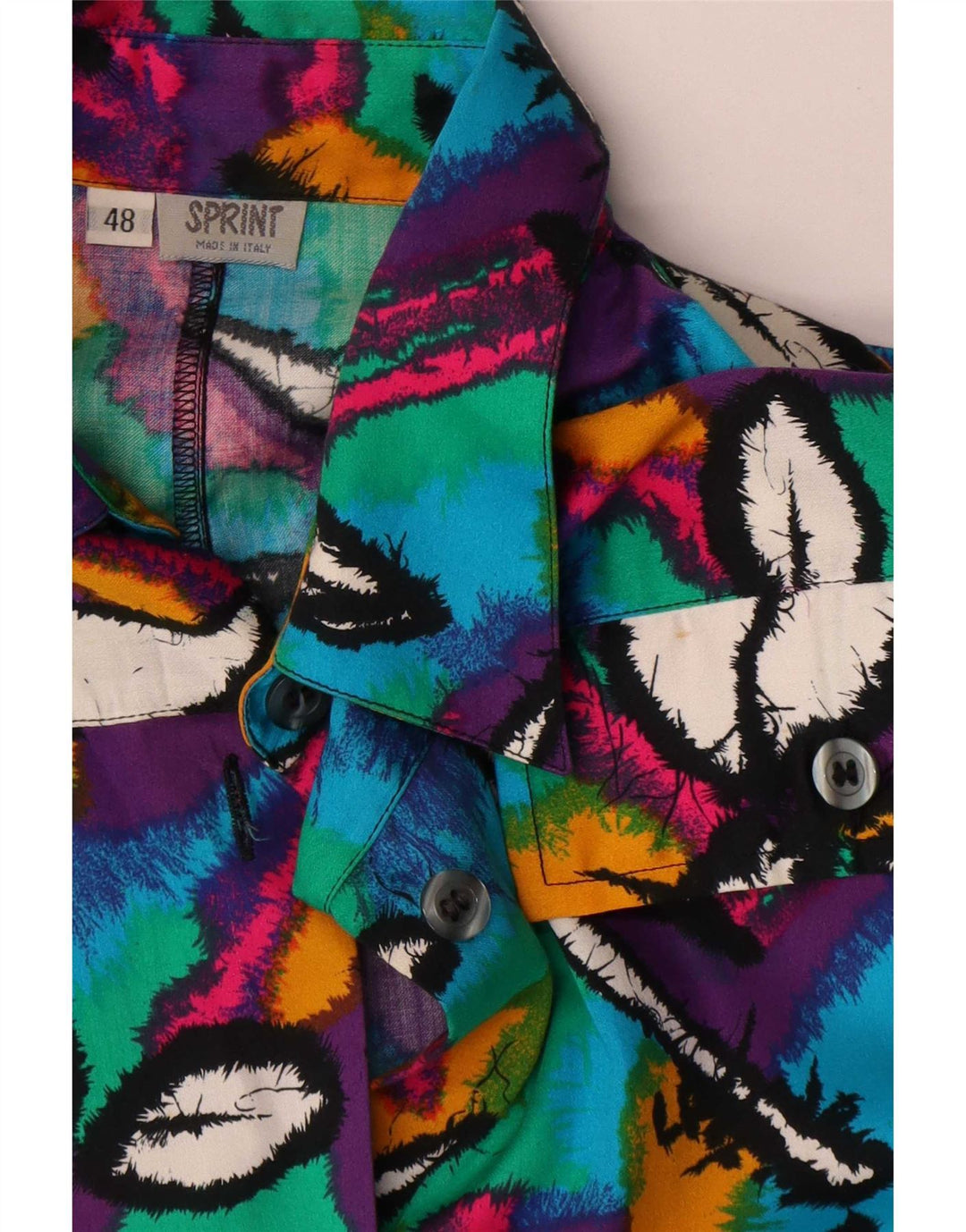 Vintage Womens Abstract Pattern Shirt Dress IT 48 XL Multicoloured