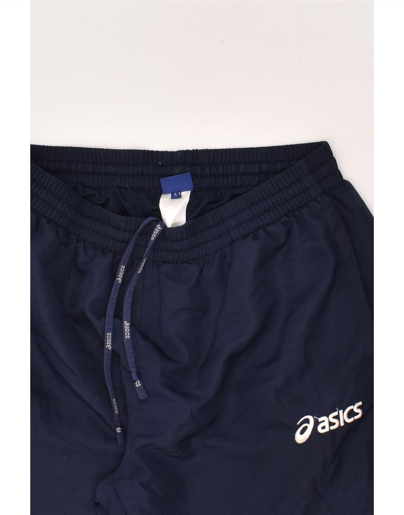 ASICS Mens Tracksuit Trousers Large Navy Blue Polyester | Vintage Asics | Thrift | Second-Hand Asics | Used Clothing | Messina Hembry 